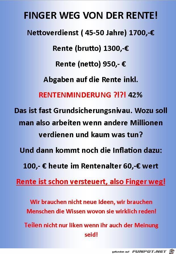 Finger weg von der Rente Finger weg von der Rente