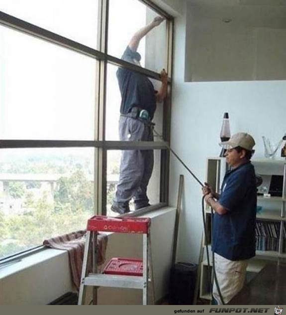 So wird ein Fensterputzer gesichert So wird ein Fensterputzer gesichert