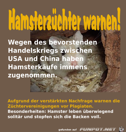 Hamsterzuechter warnen