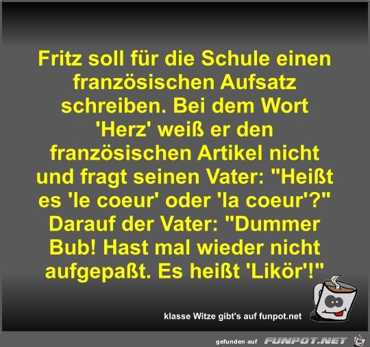 Fritz soll für die Schule einen französischen Aufsatz... Fritz soll für die Schule einen französischen Aufsatz...