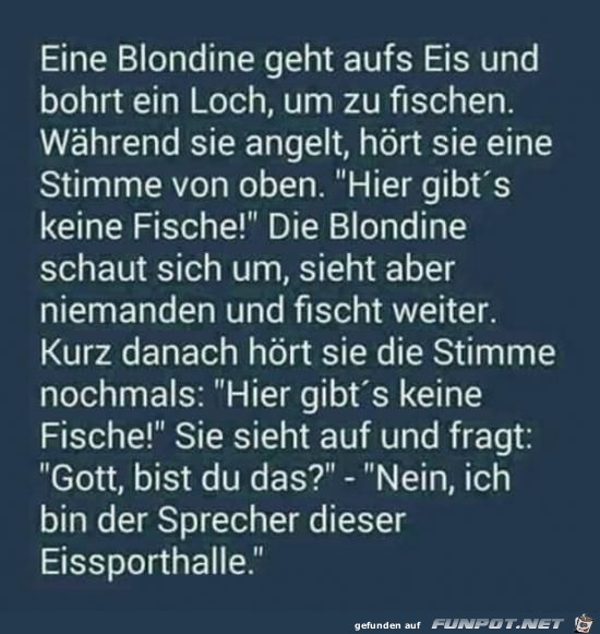 eine Blondine geht aufs Eis......