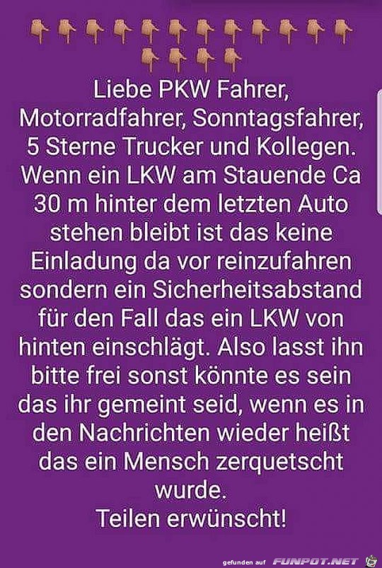 Liebe Mitfahrer an einem Stauende