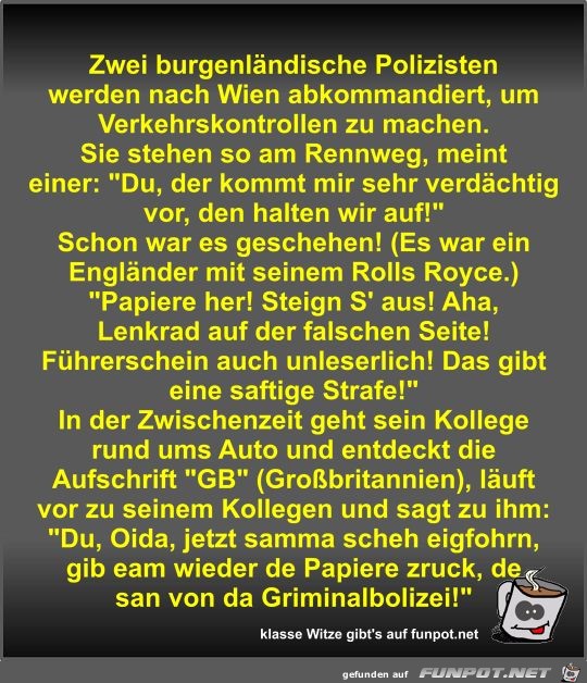 Zwei burgenlndische Polizisten werden nach Wien...