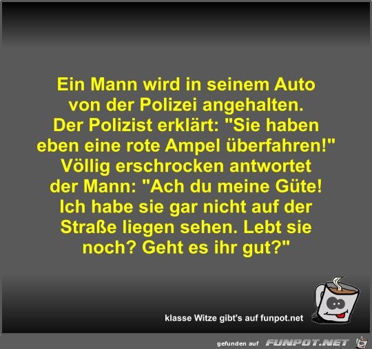 Ein Mann wird in seinem Auto von der Polizei angehalten