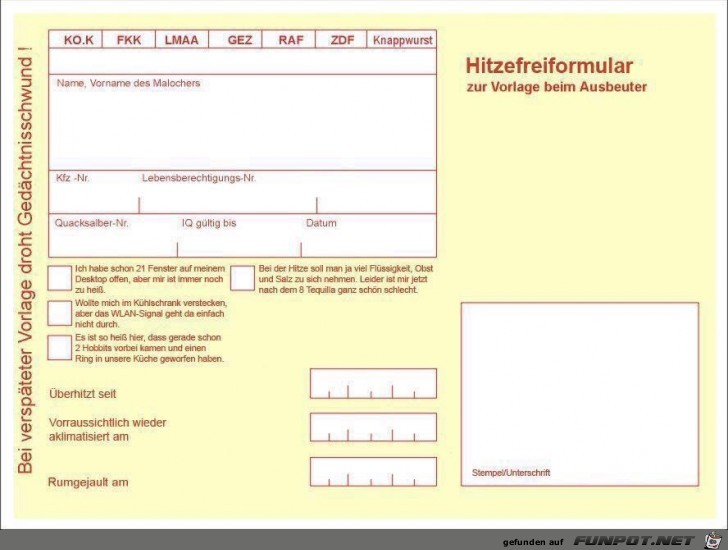 Hitzefrei-Formular Hitzefrei-Formular