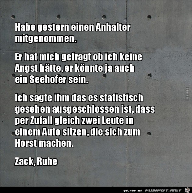 Anhalter mitgenommen..... Anhalter mitgenommen.....