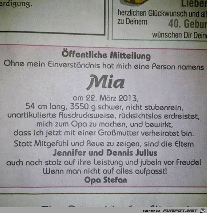 Öffentliche Mitteilung Öffentliche Mitteilung