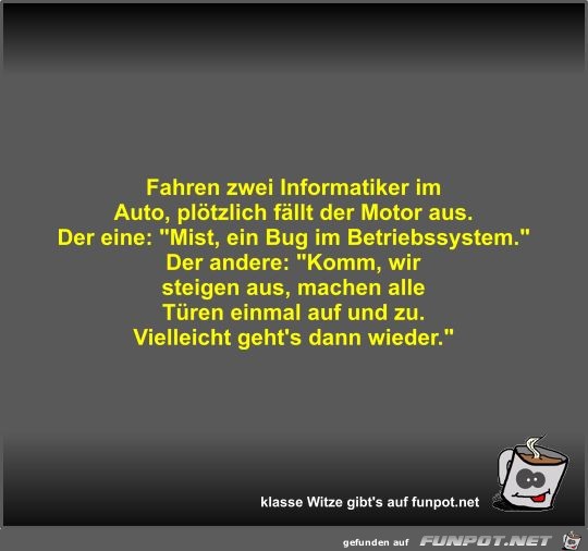 Fahren zwei Informatiker im Auto Fahren zwei Informatiker im Auto