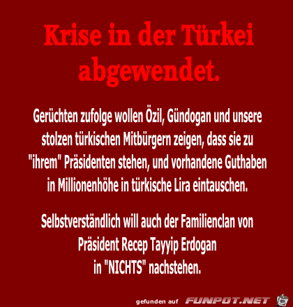 Krise in der Tuerkei abgewendet