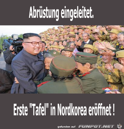 Tafel in Nordkorea