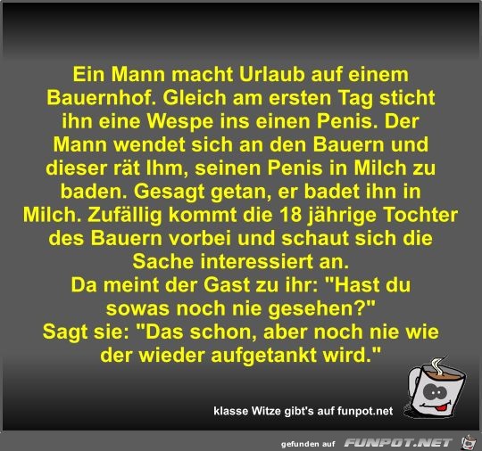 Ein Mann macht Urlaub auf einem Bauernhof Ein Mann macht Urlaub auf einem Bauernhof
