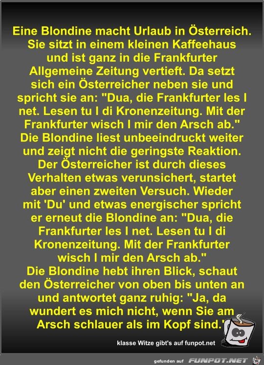 Eine Blondine macht Urlaub in Österreich Eine Blondine macht Urlaub in Österreich