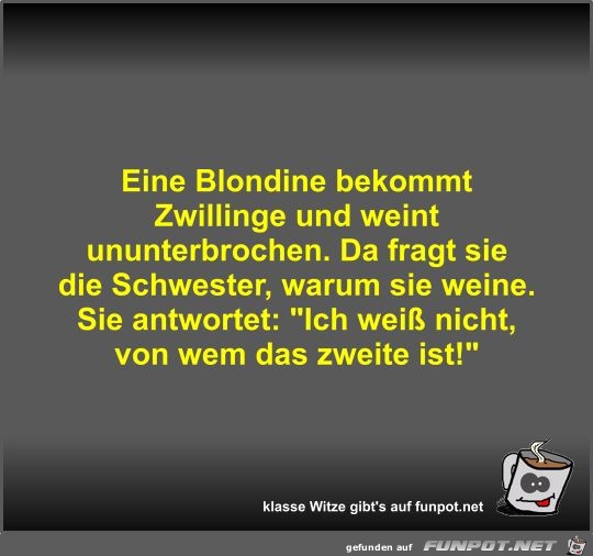 Eine Blondine bekommt Zwillinge und weint ununterbrochen Eine Blondine bekommt Zwillinge und weint ununterbrochen