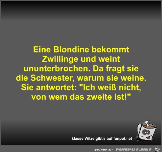 Eine Blondine bekommt Zwillinge und weint ununterbrochen