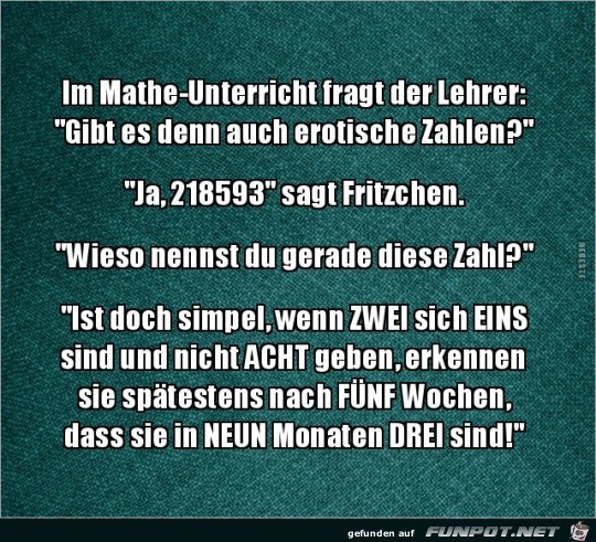 gibt es auch erotische Zahlen?...... gibt es auch erotische Zahlen?......