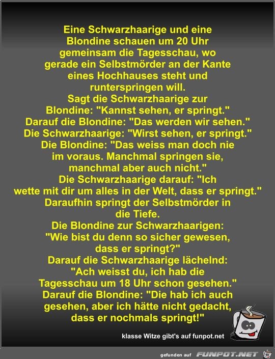 Eine Schwarzhaarige und eine Blondine schauen um 20 Uhr... Eine Schwarzhaarige und eine Blondine schauen um 20 Uhr...