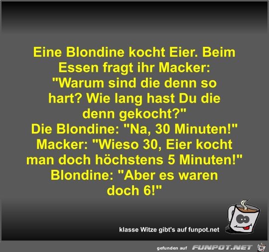 Eine Blondine kocht Eier