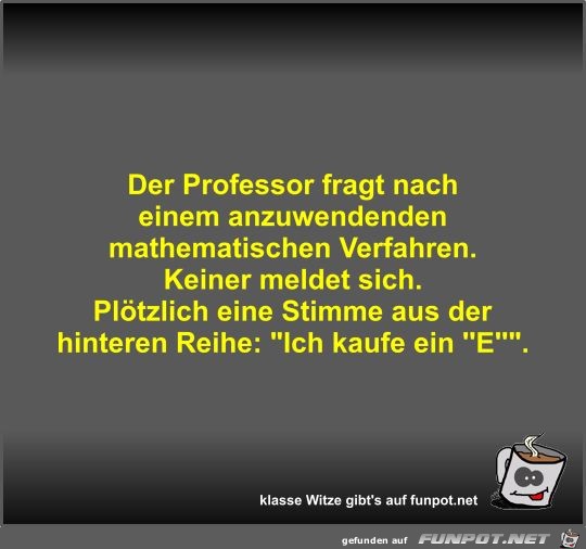 Der Professor fragt nach einem anzuwendenden mathematischen