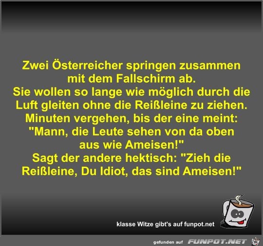 Zwei Österreicher springen zusammen mit dem Fallschirm ab Zwei Österreicher springen zusammen mit dem Fallschirm ab