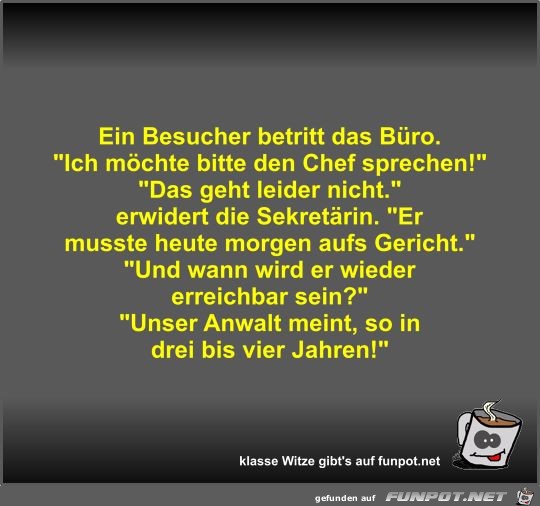 Ein Besucher betritt das Büro Ein Besucher betritt das Büro