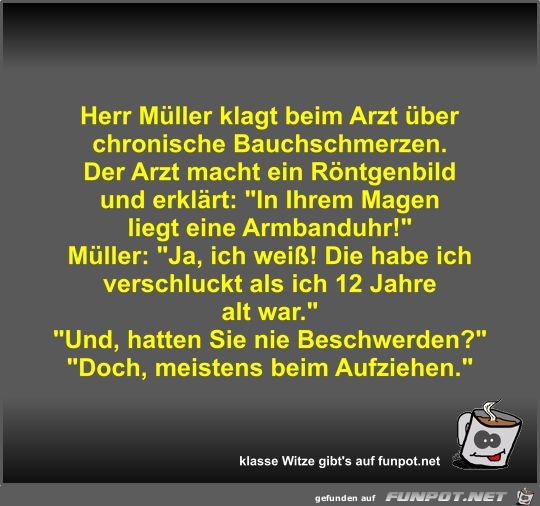 Herr Müller klagt beim Arzt über chronische Bauchschmerzen Herr Müller klagt beim Arzt über chronische Bauchschmerzen