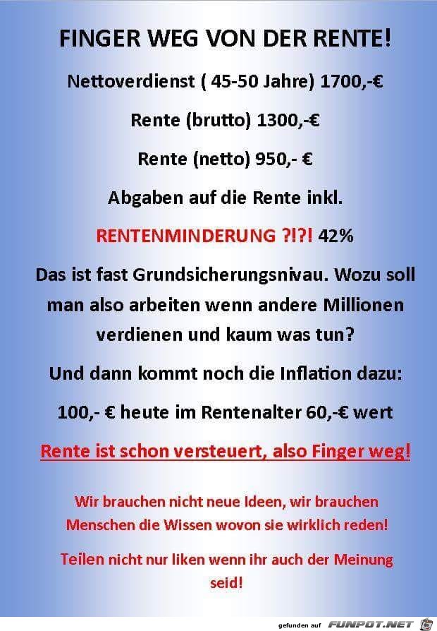 Finger weg von der Rente Finger weg von der Rente