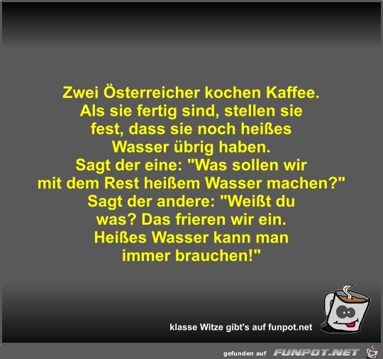 Zwei Österreicher kochen Kaffee Zwei Österreicher kochen Kaffee