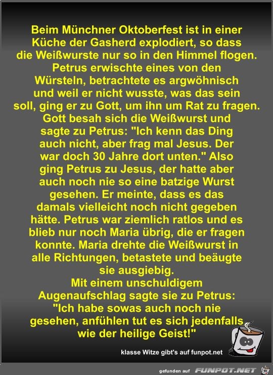 Beim Münchner Oktoberfest ist in einer Küche der Gasherd... Beim Münchner Oktoberfest ist in einer Küche der Gasherd...