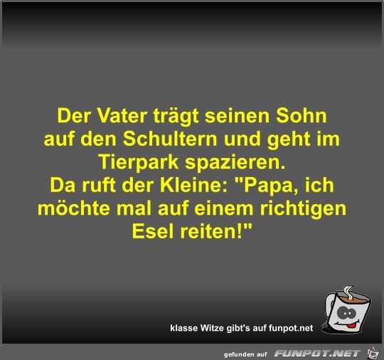 Der Vater trägt seinen Sohn auf den Schultern und geht im... Der Vater trägt seinen Sohn auf den Schultern und geht im...