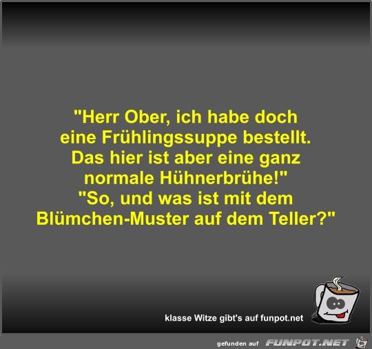 Herr Ober, ich habe doch eine Frühlingssuppe bestellt Herr Ober, ich habe doch eine Frühlingssuppe bestellt