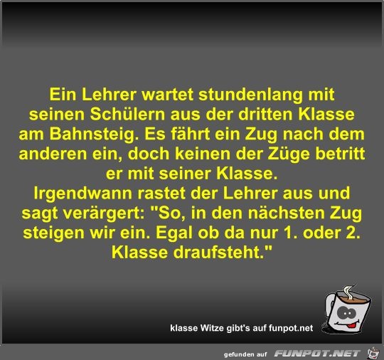 Ein Lehrer wartet stundenlang mit seinen Schülern aus der... Ein Lehrer wartet stundenlang mit seinen Schülern aus der...