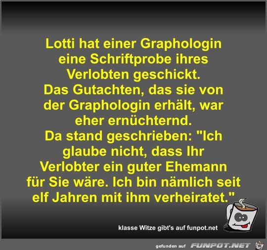 Lotti hat einer Graphologin eine Schriftprobe ihres... Lotti hat einer Graphologin eine Schriftprobe ihres...