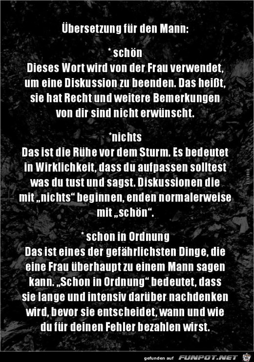 Übersetzung für den Mann...... Übersetzung für den Mann......