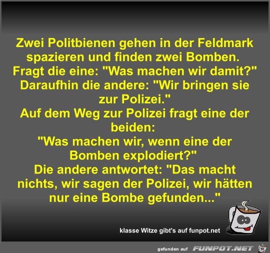 Zwei Politbienen gehen in der Feldmark spazieren und finden Zwei Politbienen gehen in der Feldmark spazieren und finden
