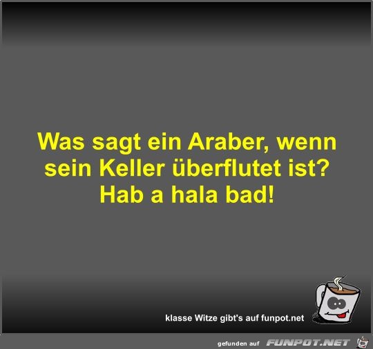 Was sagt ein Araber, wenn sein Keller überflutet ist? Was sagt ein Araber, wenn sein Keller überflutet ist?