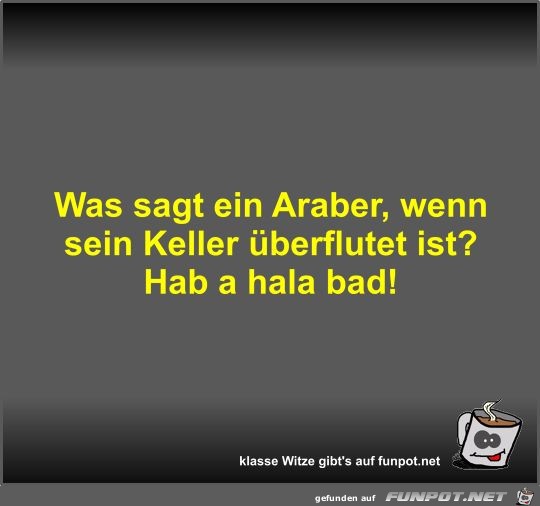 Was sagt ein Araber, wenn sein Keller berflutet ist?