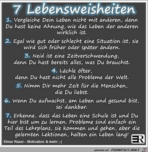 Sieben Lebensweisheiten Sieben Lebensweisheiten