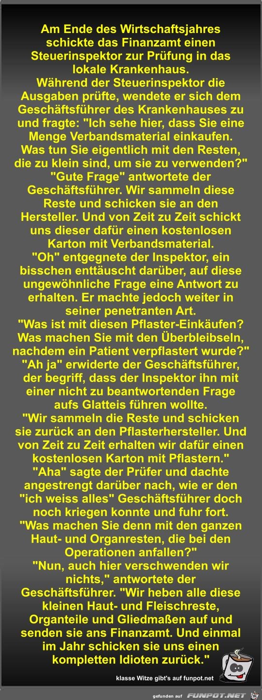 Am Ende des Wirtschaftsjahres schickte das Finanzamt einen