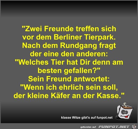 Zwei Freunde treffen sich vor dem Berliner Tierpark Zwei Freunde treffen sich vor dem Berliner Tierpark