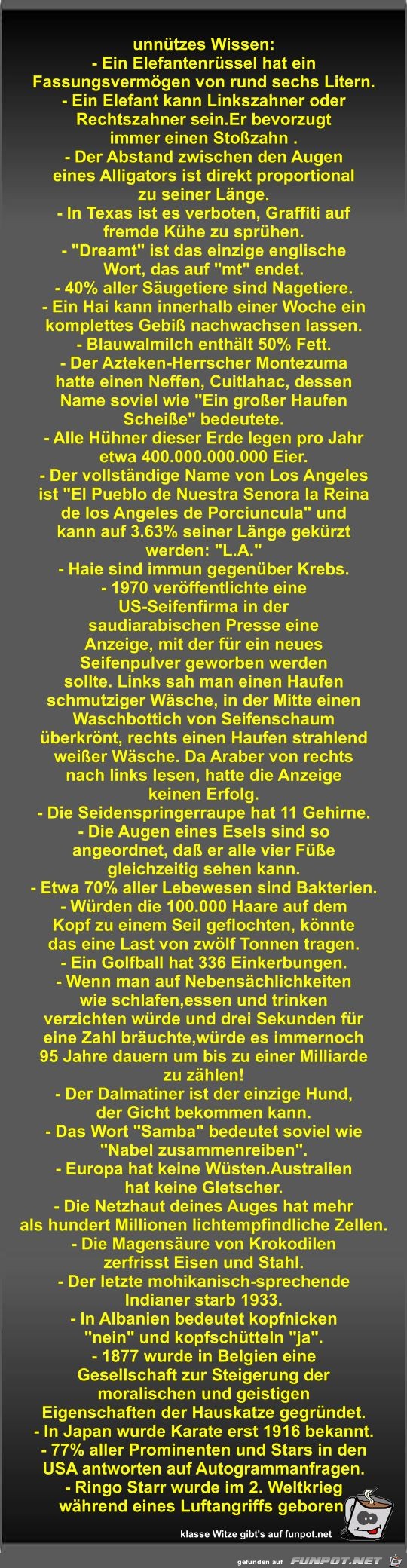 unnützes Wissen unnützes Wissen