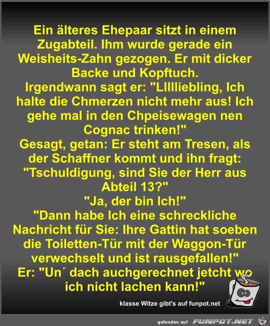 Ein älteres Ehepaar sitzt in einem Zugabteil Ein älteres Ehepaar sitzt in einem Zugabteil