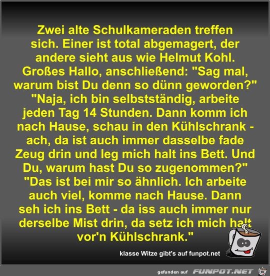 Zwei alte Schulkameraden treffen sich Zwei alte Schulkameraden treffen sich