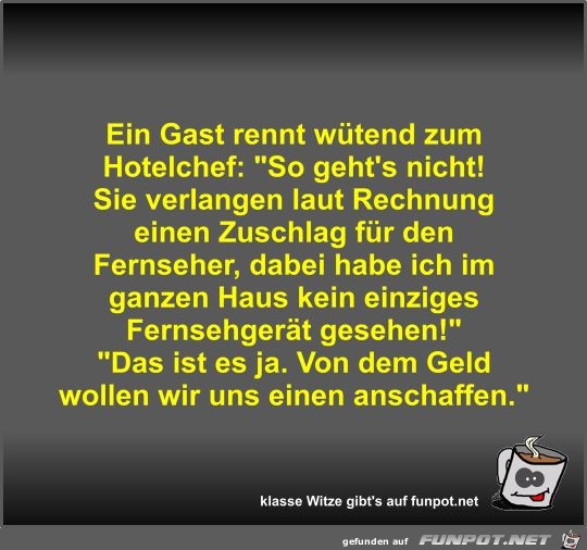 Ein Gast rennt wütend zum Hotelchef Ein Gast rennt wütend zum Hotelchef