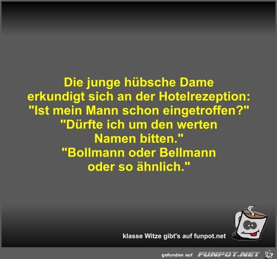 Die junge hübsche Dame erkundigt sich an der Hotelrezeption Die junge hübsche Dame erkundigt sich an der Hotelrezeption