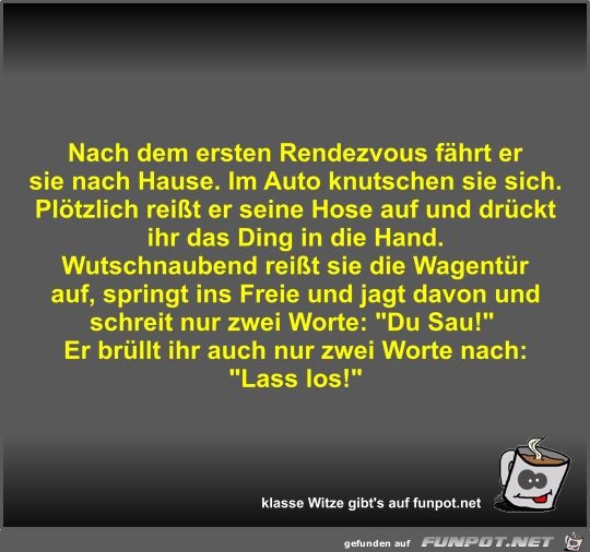 Nach dem ersten Rendezvous fährt er sie nach Hause Nach dem ersten Rendezvous fährt er sie nach Hause