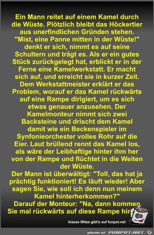 Ein Mann reitet auf einem Kamel durch die Wste