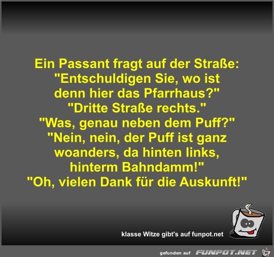 Ein Passant fragt auf der Strae