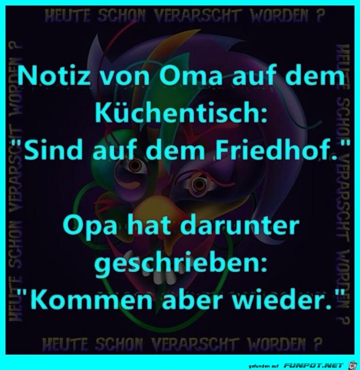 Notiz auf den Küchentisch Notiz auf den Küchentisch