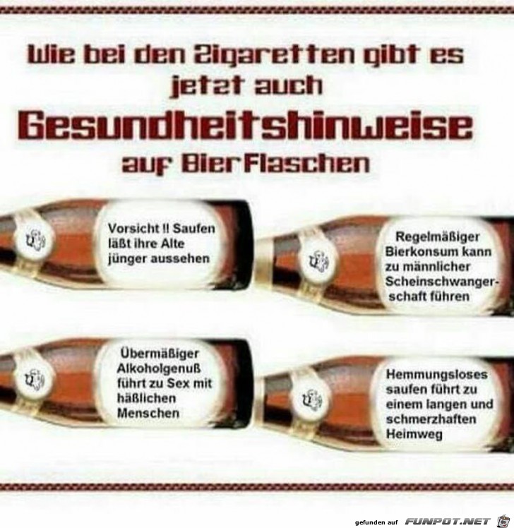 Gesundheitshinweise auf Bierflaschen