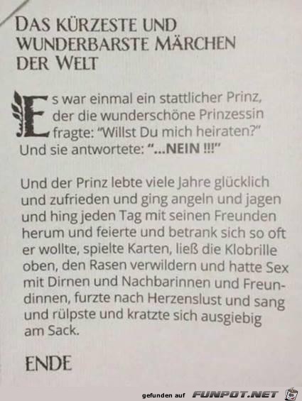 Das kürzeste Märchen Das kürzeste Märchen
